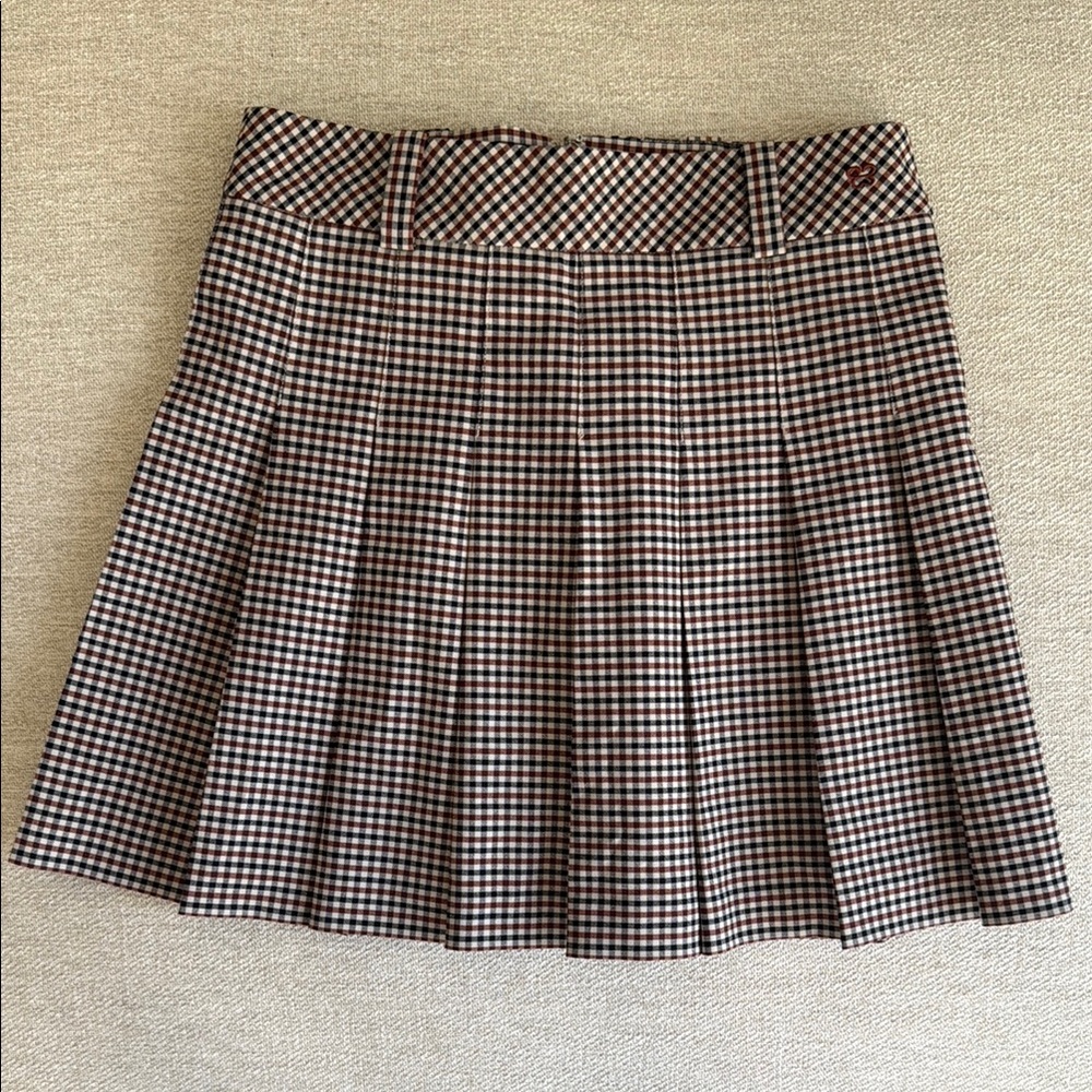Aritzia Plaid Pleated Mini Skirt - Brown & Black